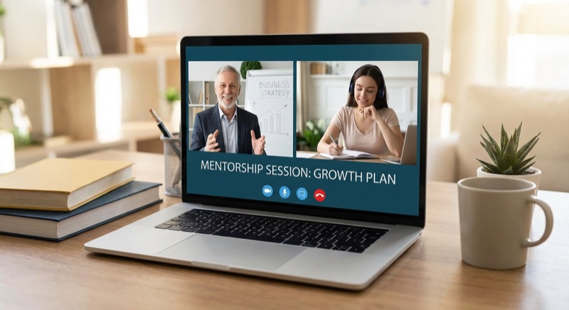 Skup live coaching session showing mentor helping print on demand student