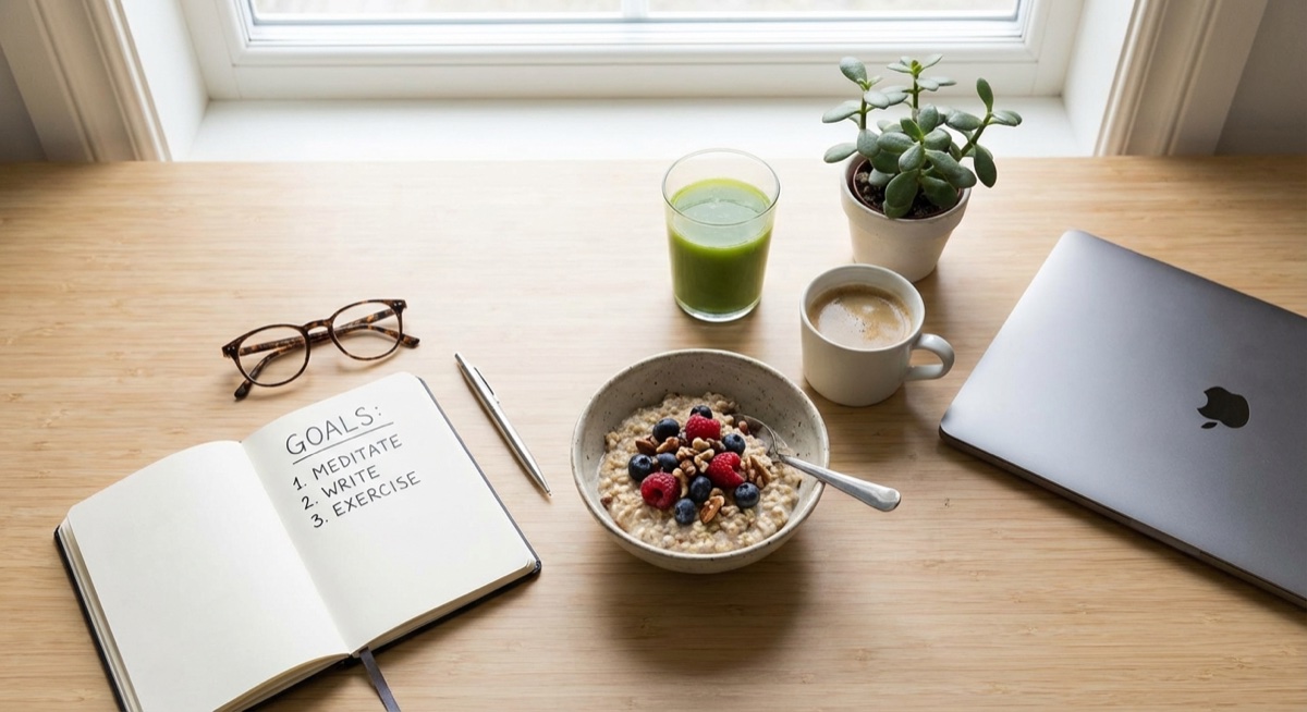 Organized morning routine and productivity framework