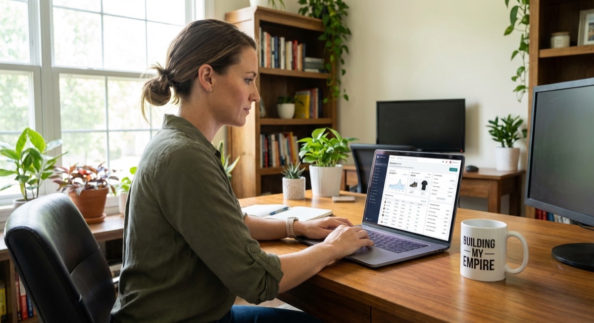 Solo entrepreneur building their online business from home