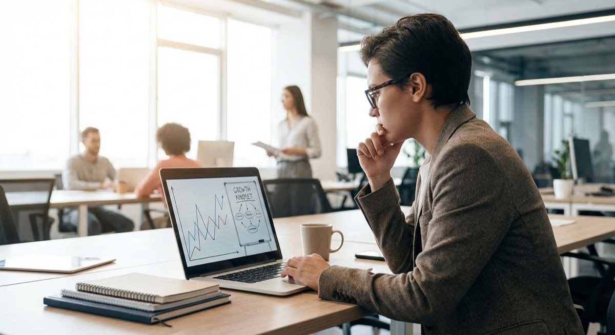 Entrepreneur analyzing data and learning from failures