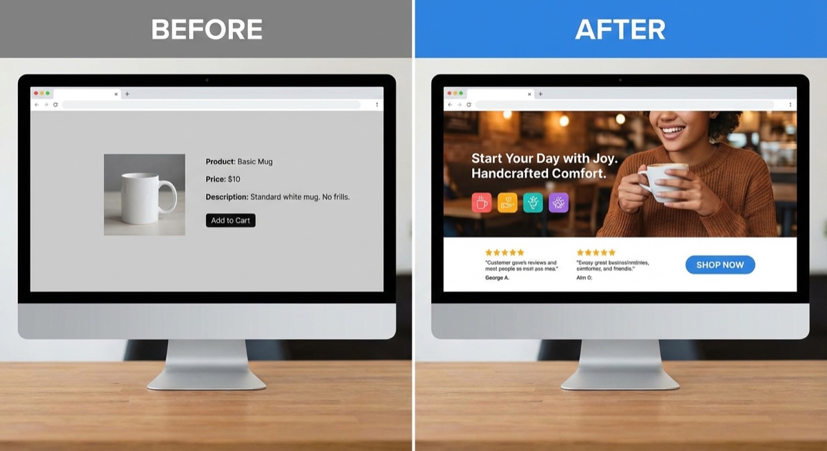 Comparison of weak versus compelling product descriptions for print on demand