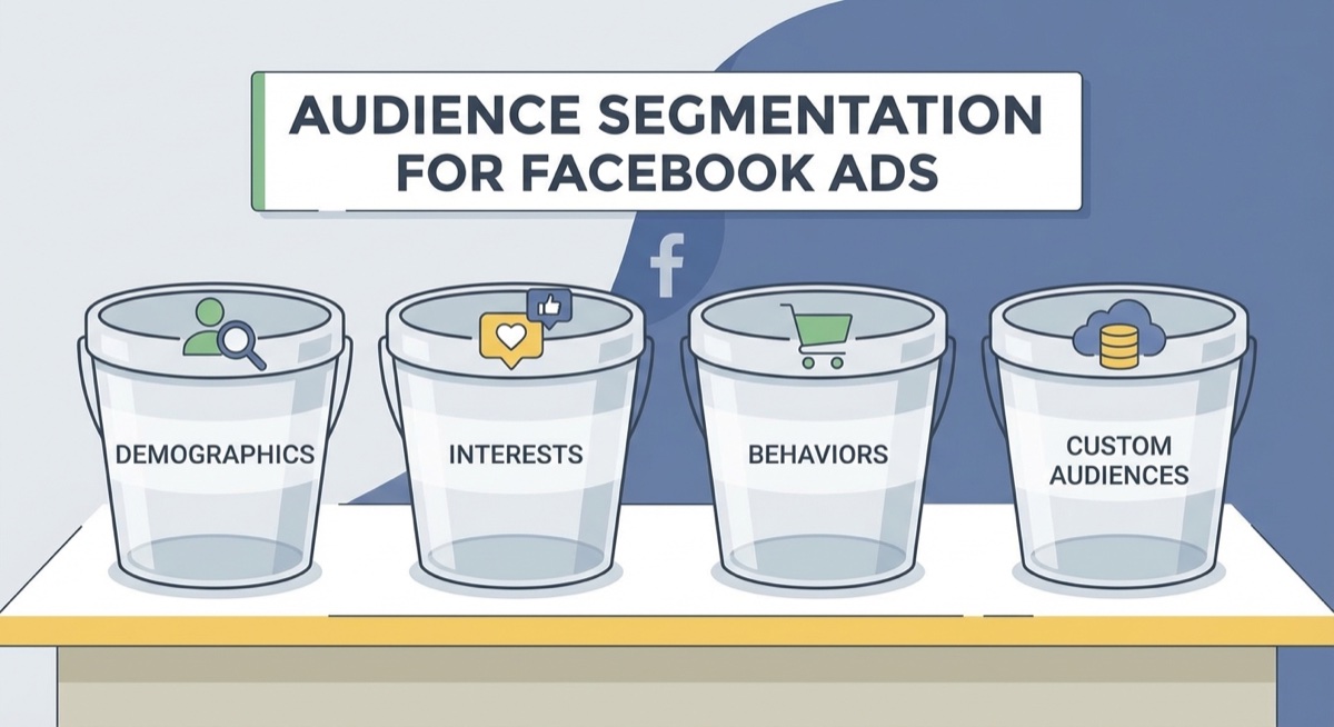 Four targeting buckets for scaling Facebook ads: open, interest, lookalike, and retargeting audiences