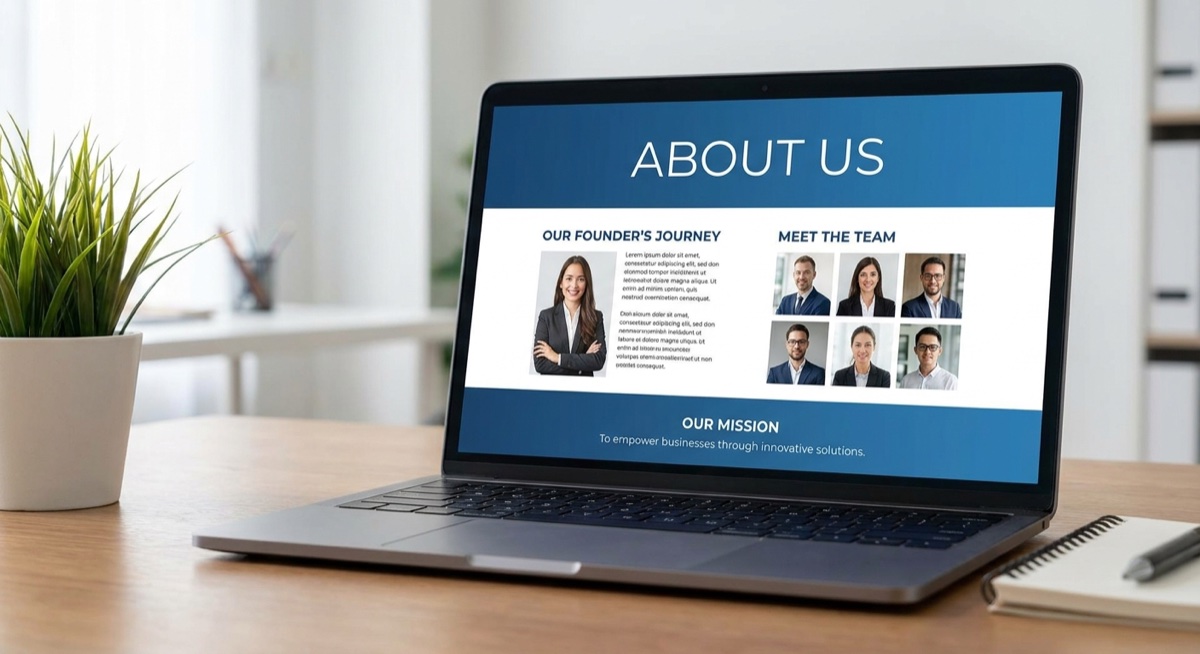 Professional about page on ecommerce store showing founder story