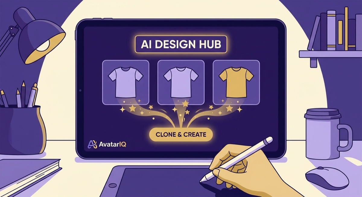 AI-powered t-shirt design creation interface with multiple design variations