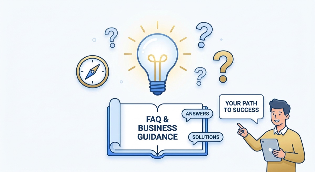 FAQ and questions concept with light bulbs and helpful guidance aesthetic