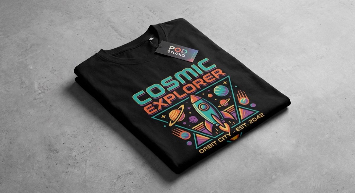 Finished print on demand t-shirt design created in Canva with graphics and text