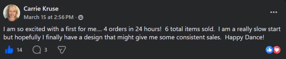 Skup student Carrie Kruse getting consistent orders