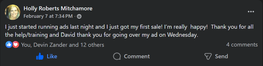 Holly Mitchamore got her first sale the same night she launched her ads