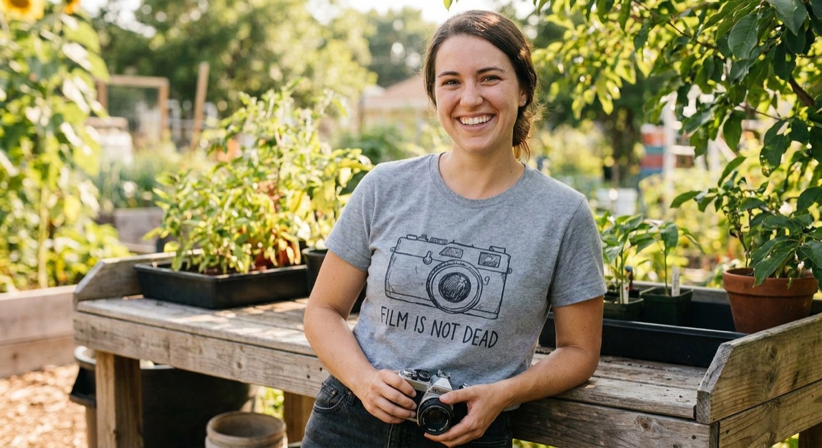 Customer wearing custom printed t-shirt expressing their personality and identity