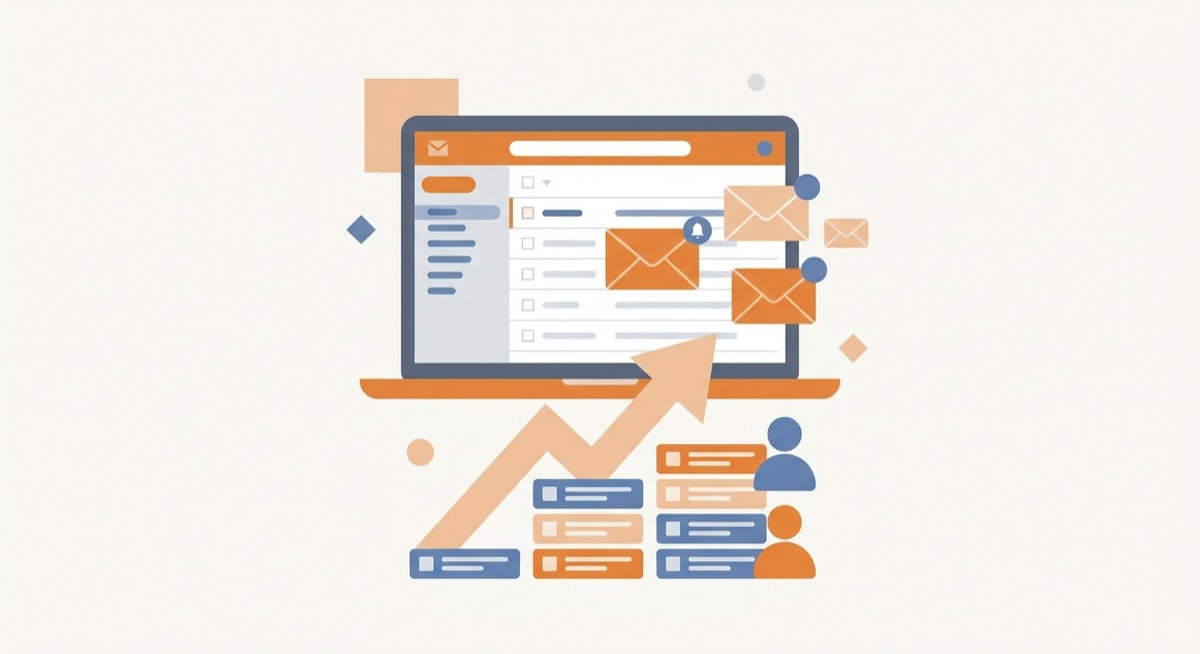 Email marketing concept illustration for print on demand business