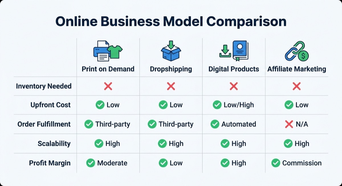 Comparison of no-inventory business models