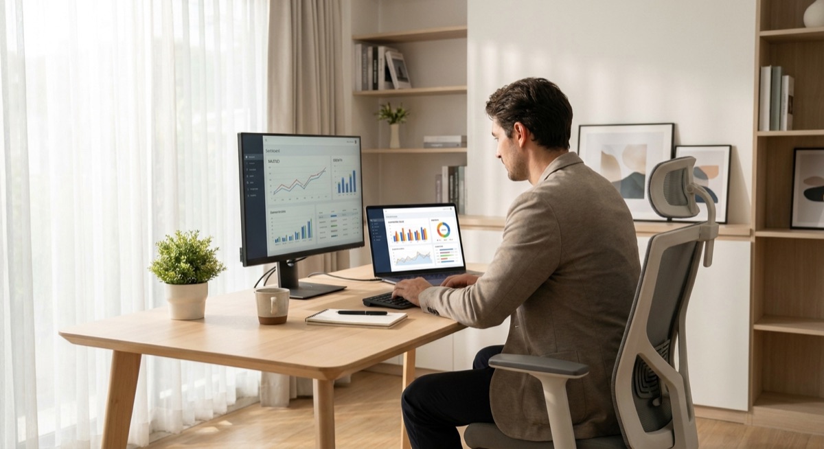 Home office setup for running an ecommerce business with no inventory