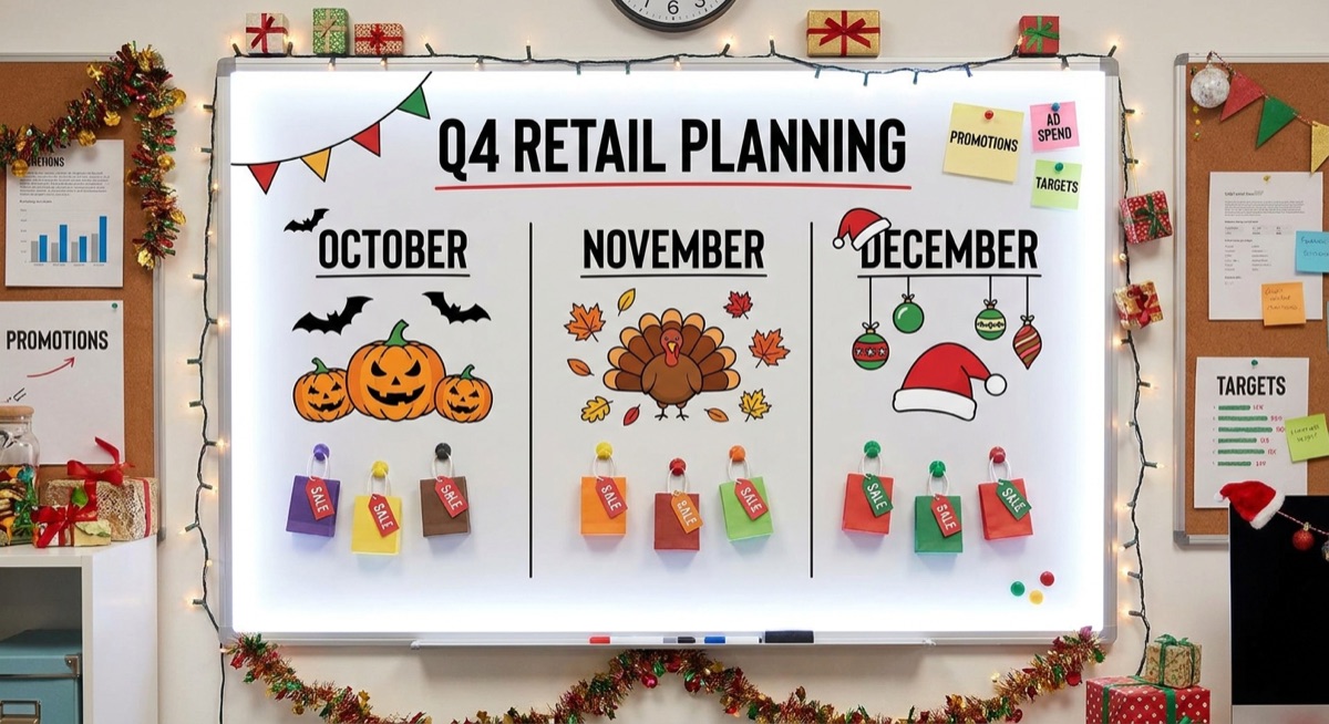 Seasonal marketing calendar showing Q4 holidays and retail planning