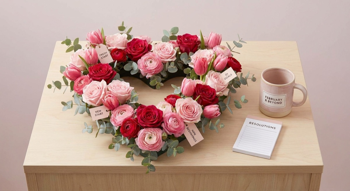 Valentine's Day hearts and spring elements representing Q1 retail opportunities