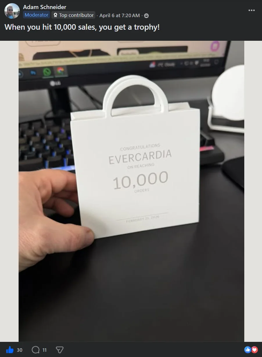 Adam Schneider: trophy for reaching 10,000 orders
