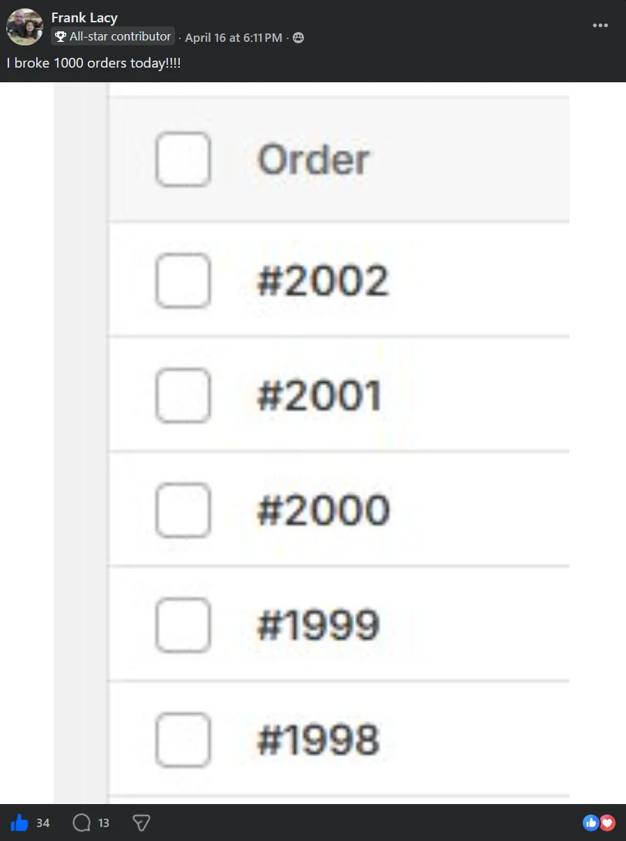 Frank Lacy: broke 1,000 orders