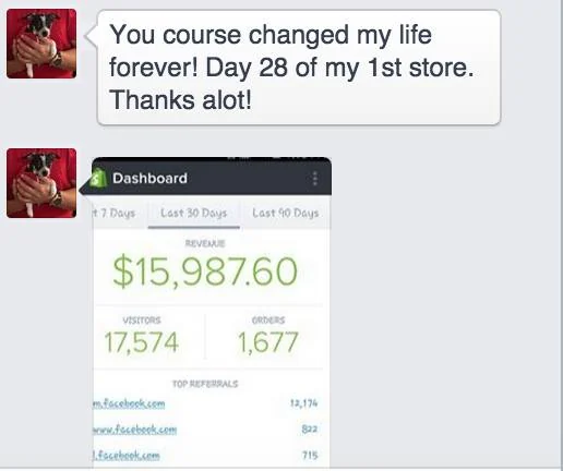 Lawrence: 15,987 dollars in 30 days on his first store, day 28