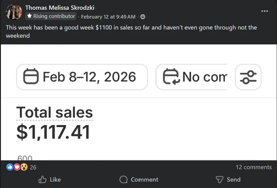 Thomas Skrodzki: $1,117 in sales this week